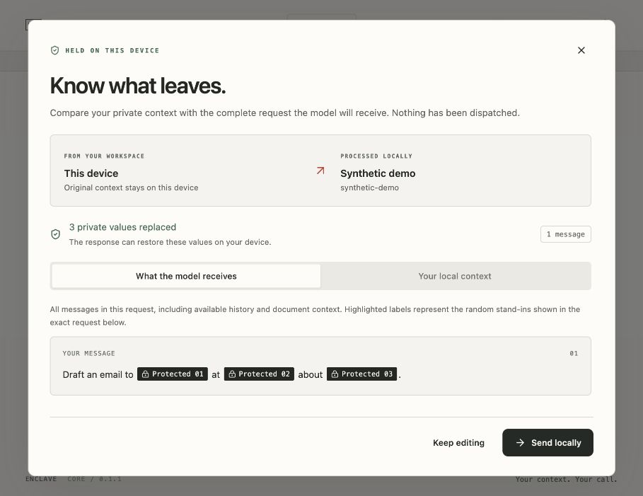 Conclave request review comparing local context with the outbound request